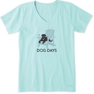 LIFE IS GOOD NWOT Crusher Tee Dog Days V-Neck XS mint green short sleeve